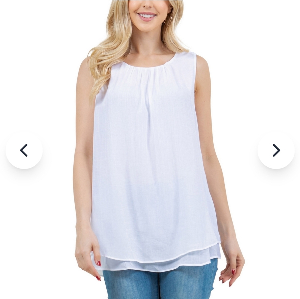 NWT Cristina‎ B Women's Sleeveless Blouse White S